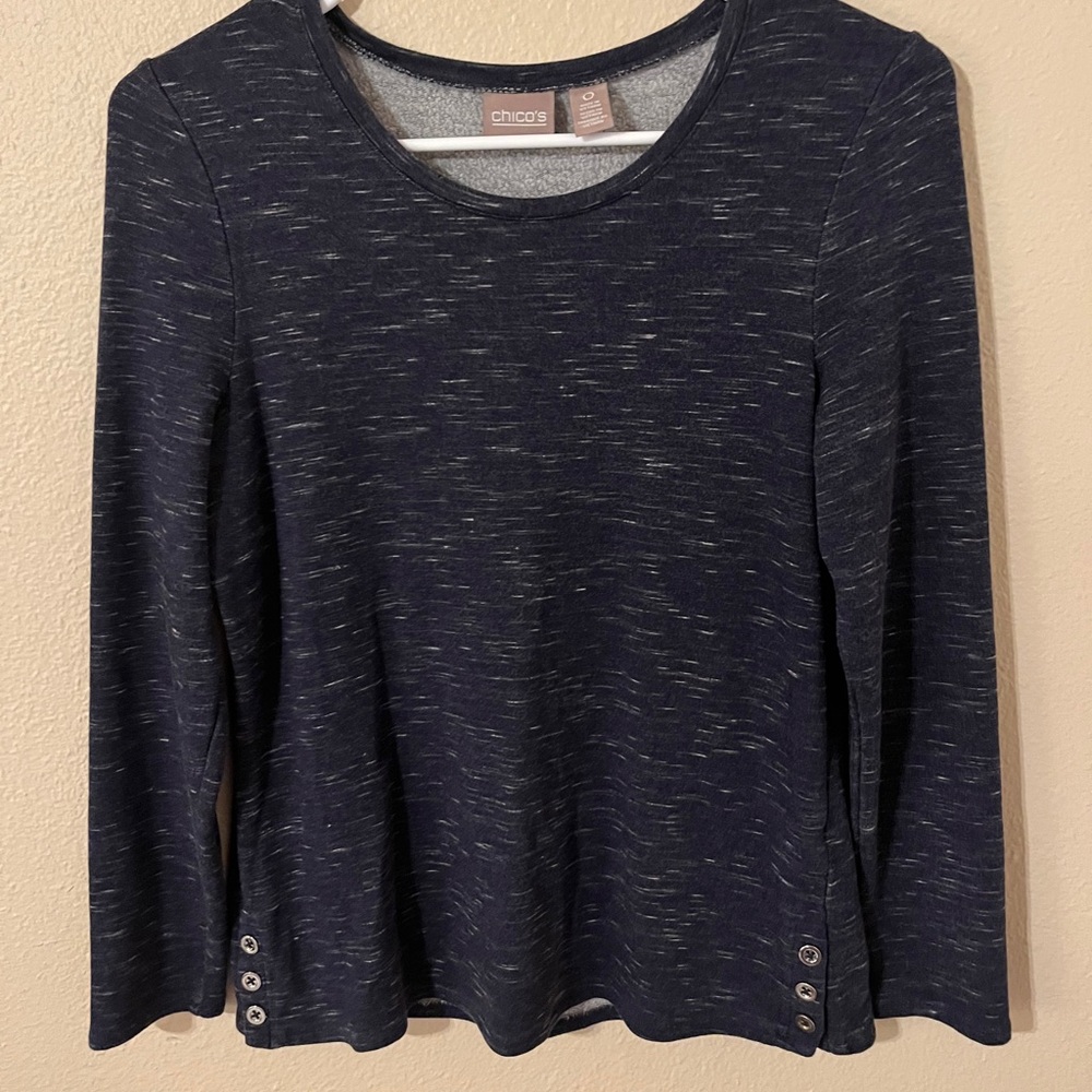 Chico's Space Dye Pattern Long Sleeve Sweatshirt Size 0
